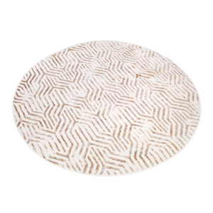 Tapis Crystal Rond Marron Crème Beige Lignes
