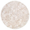 Tapis Crystal Rond Marron Crème Beige Lignes