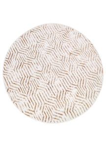 Tapis Crystal Rond Marron Crème Beige Lignes