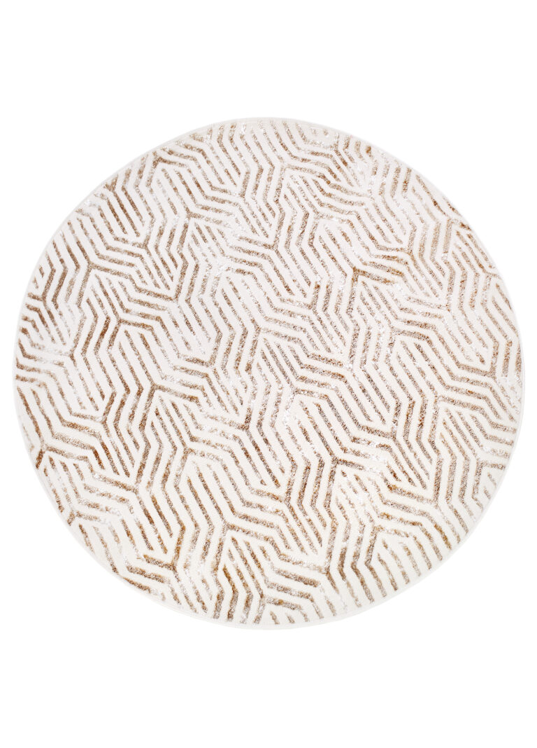 Tapis Crystal Rond Marron Crème Beige Lignes