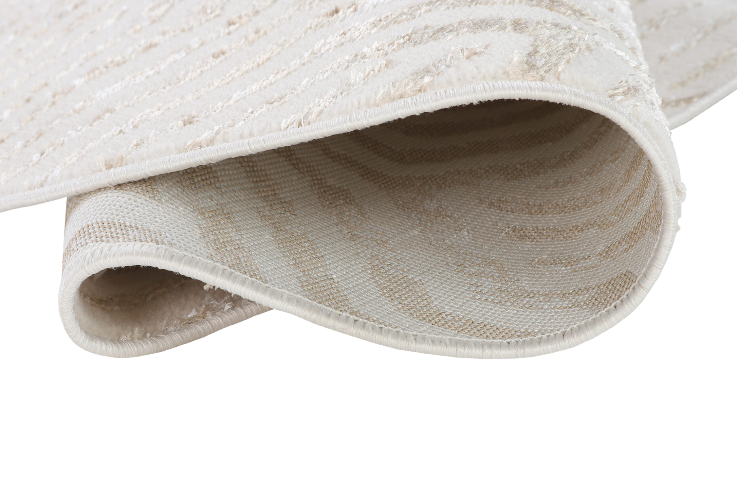 Tapis Crystal Rond Marron Crème Beige Lignes