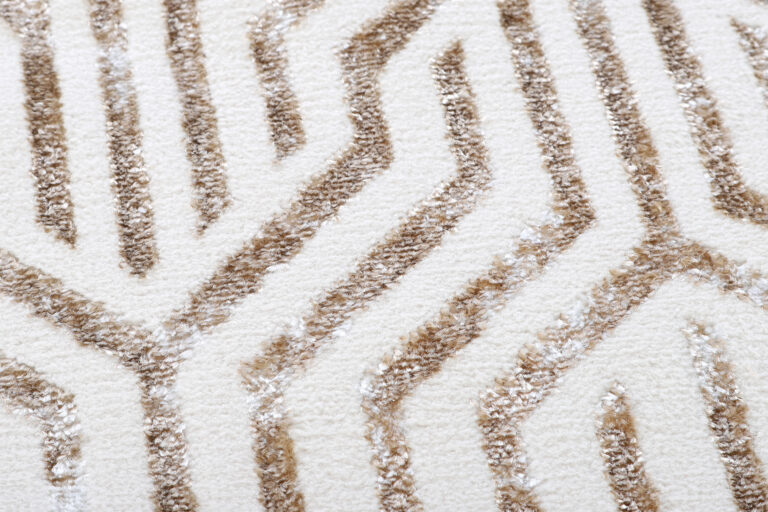 Tapis Crystal Rond Marron Crème Beige Lignes