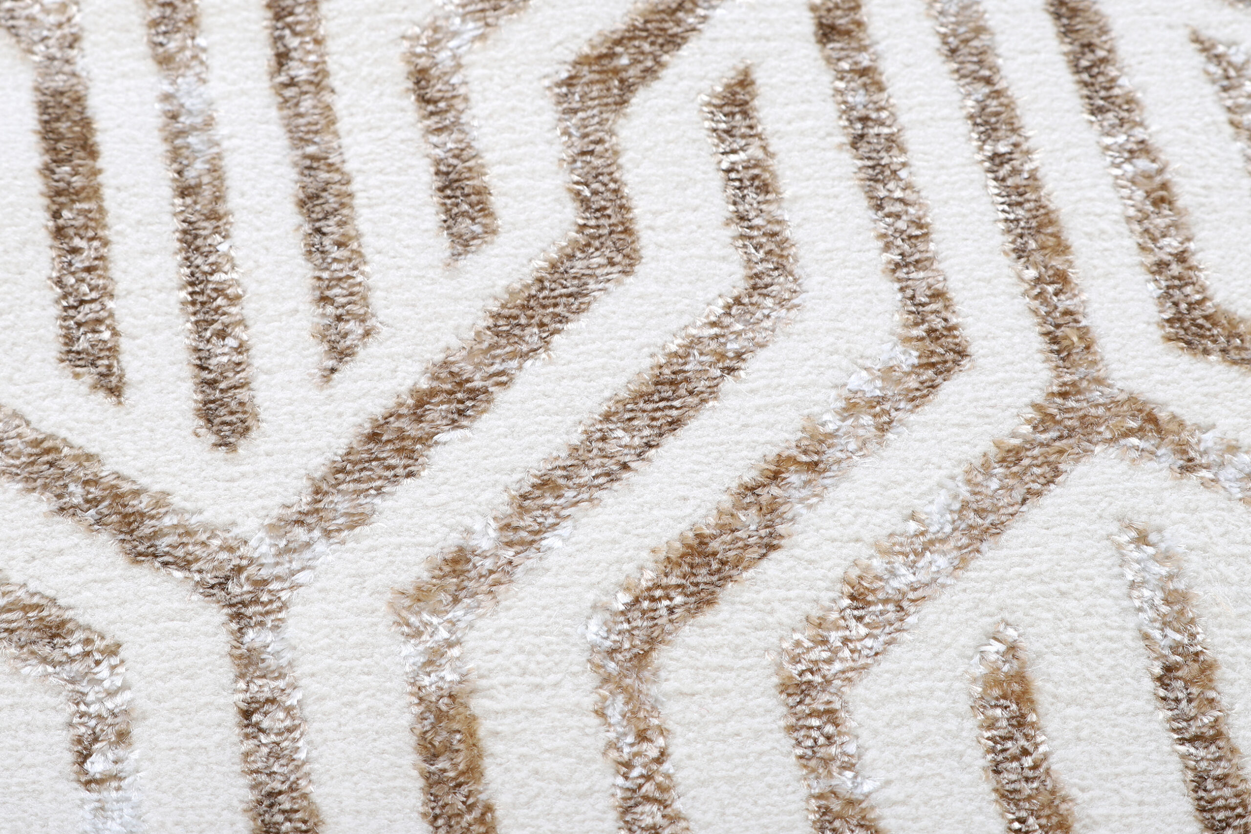 Tapis Crystal Rond Marron Crème Beige Lignes