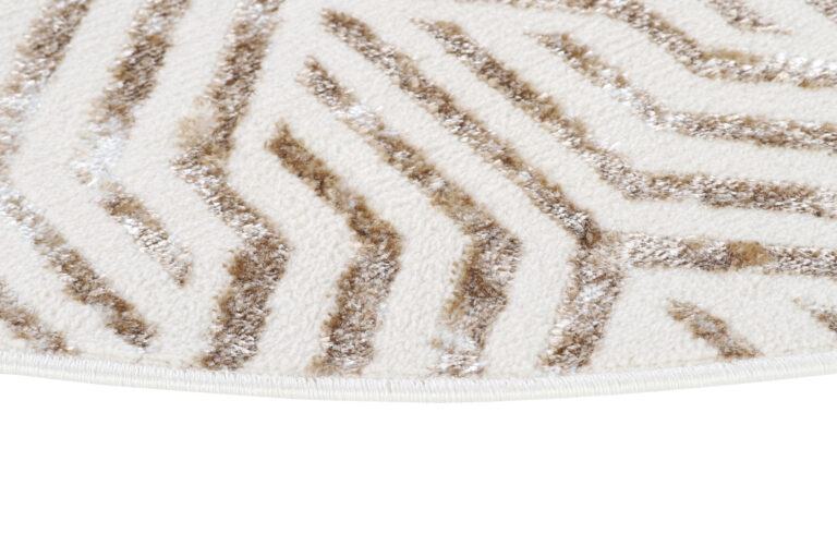 Tapis Crystal Rond Marron Crème Beige Lignes