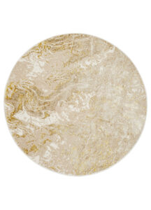 Tapis Crystal Rond Beige Or Crème Marbre