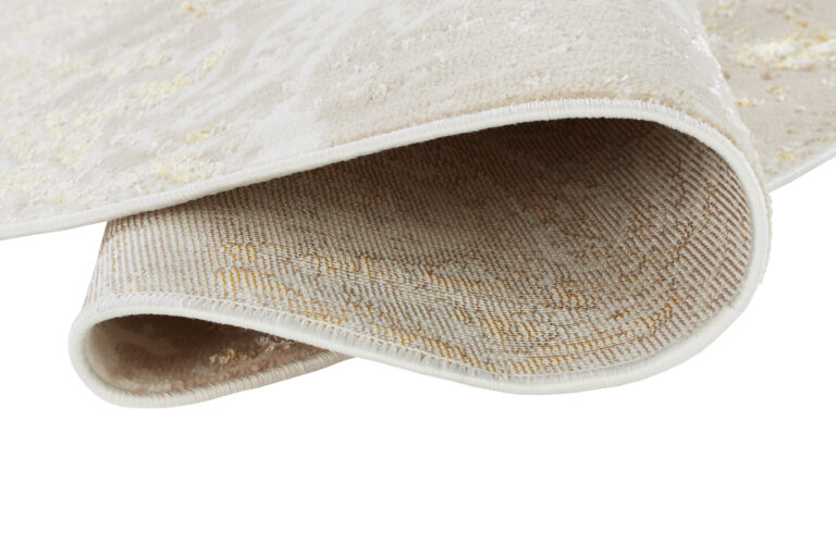 Tapis Crystal Rond Beige Or Crème Marbre