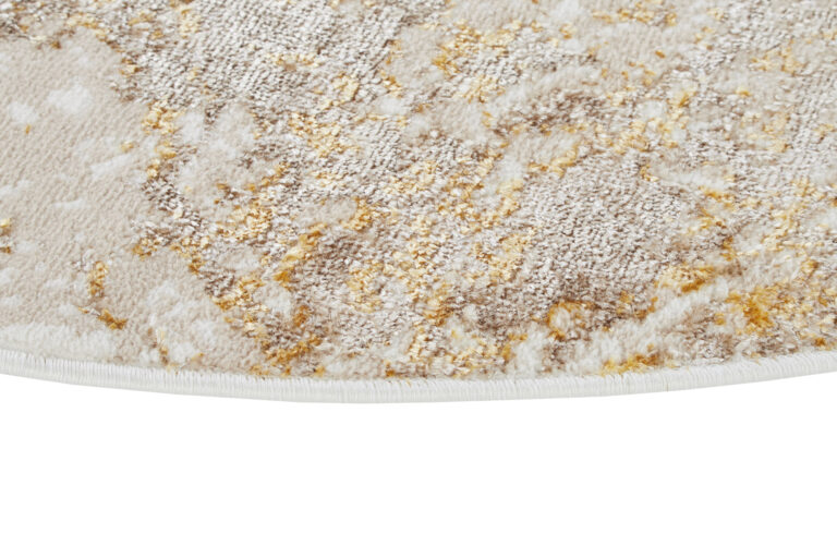 Tapis Crystal Rond Beige Or Crème Marbre