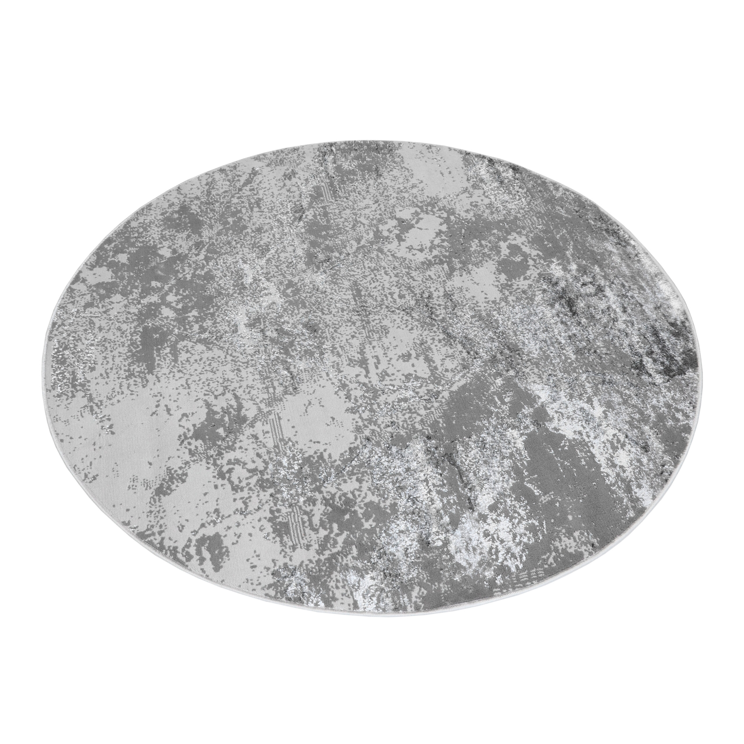 Tapis Crystal Rond Gris Clair Marbre