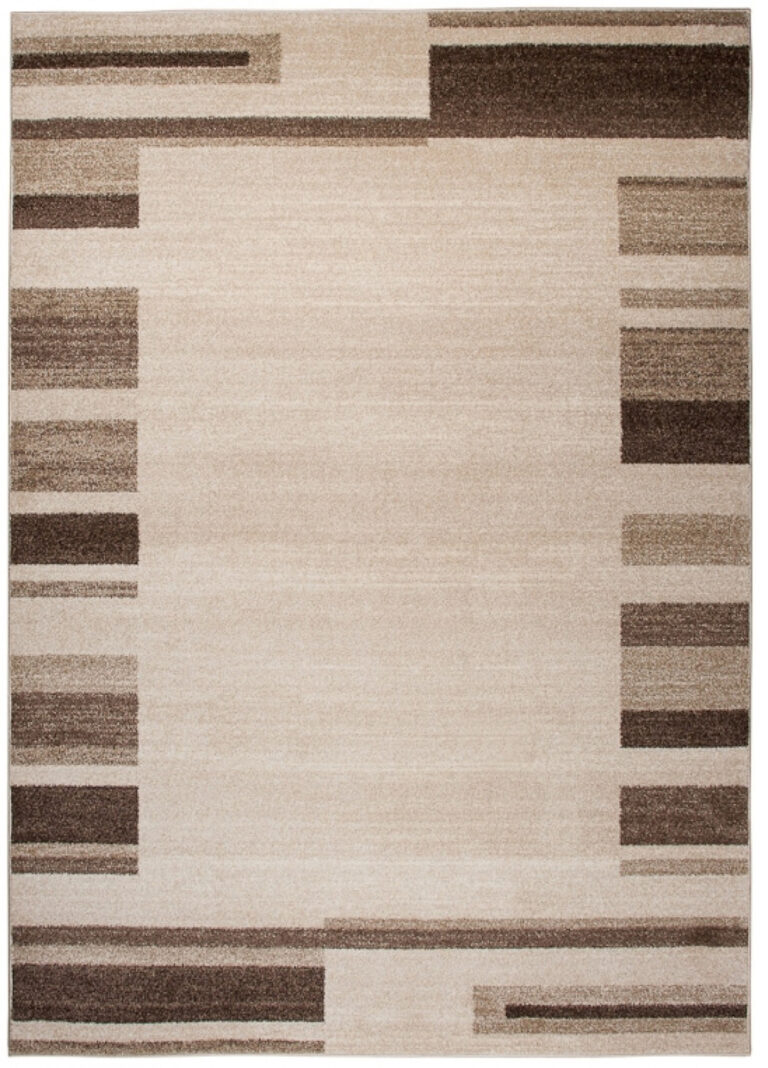 Tapis Sari Beige Marron Cadre