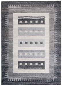 Tapis Sari Gris Ethnique Cadre