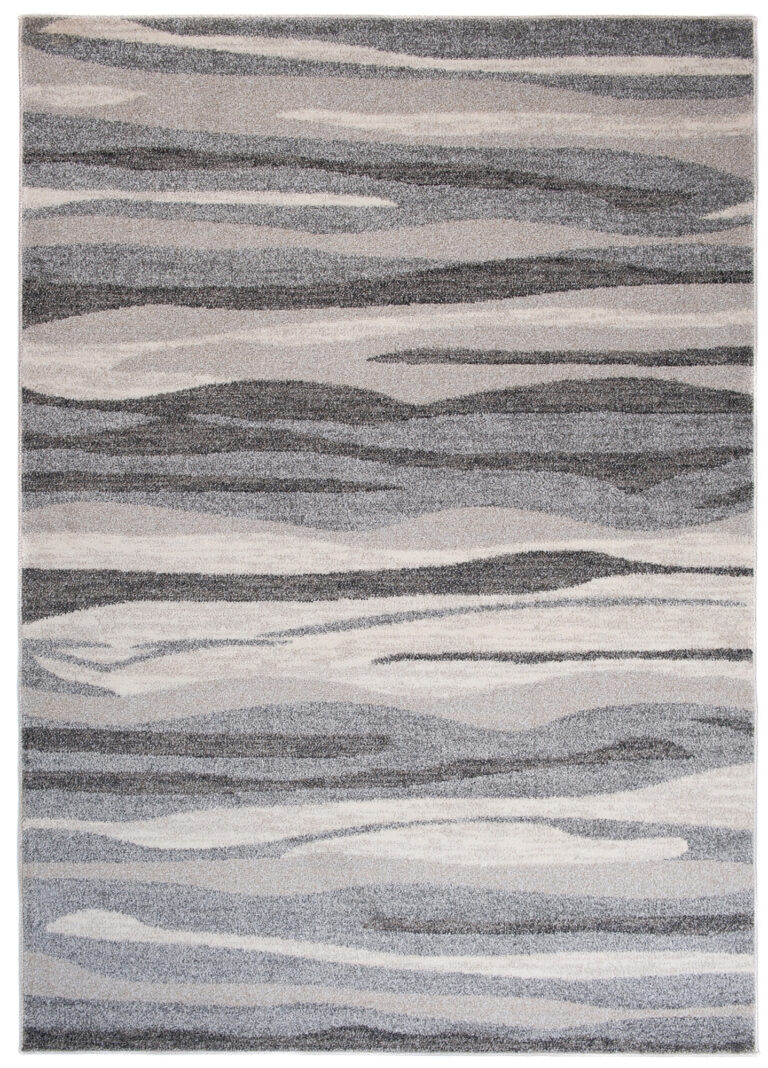 Tapis Sari Gris Beige Ondes