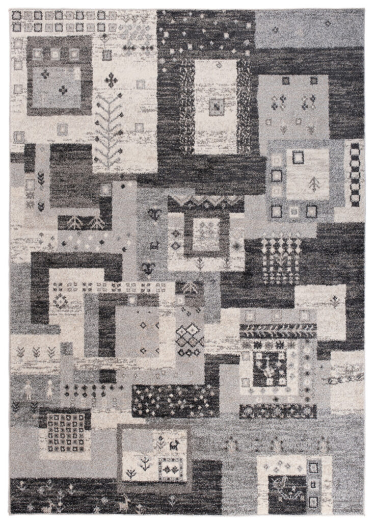 Tapis Sari Anthracite Ethnique