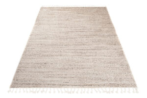 Tapis Sari avec Franges Crème Foncé