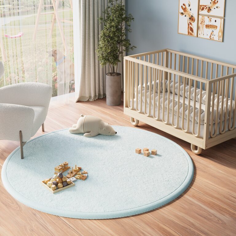 Tapis Enfant Fluffin Rond Bleu