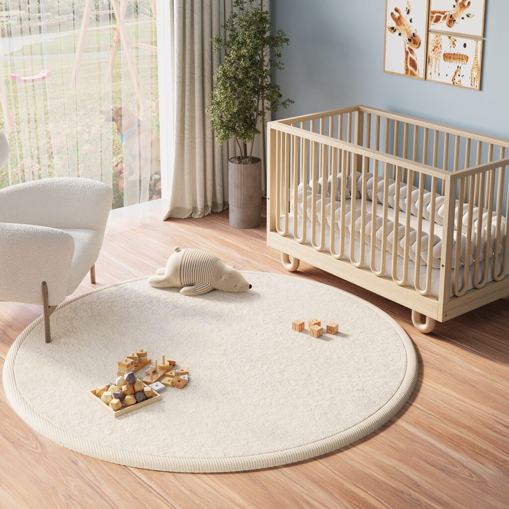 Tapis Enfant Fluffin Rond Beige