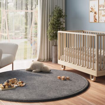 Tapis Enfant Fluffin Rond Gris Foncé