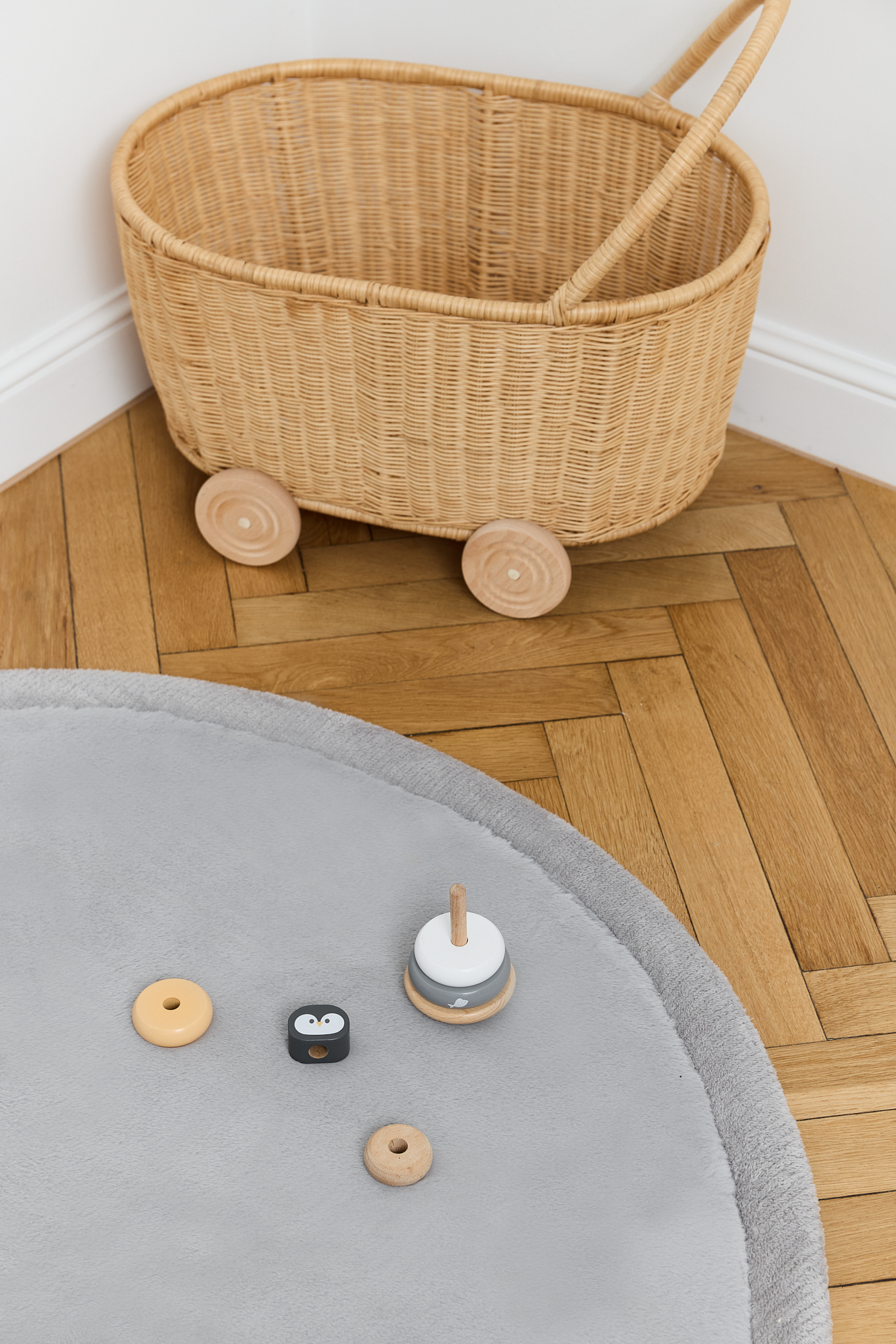 Tapis Enfant Fluffin Rond Gris Clair