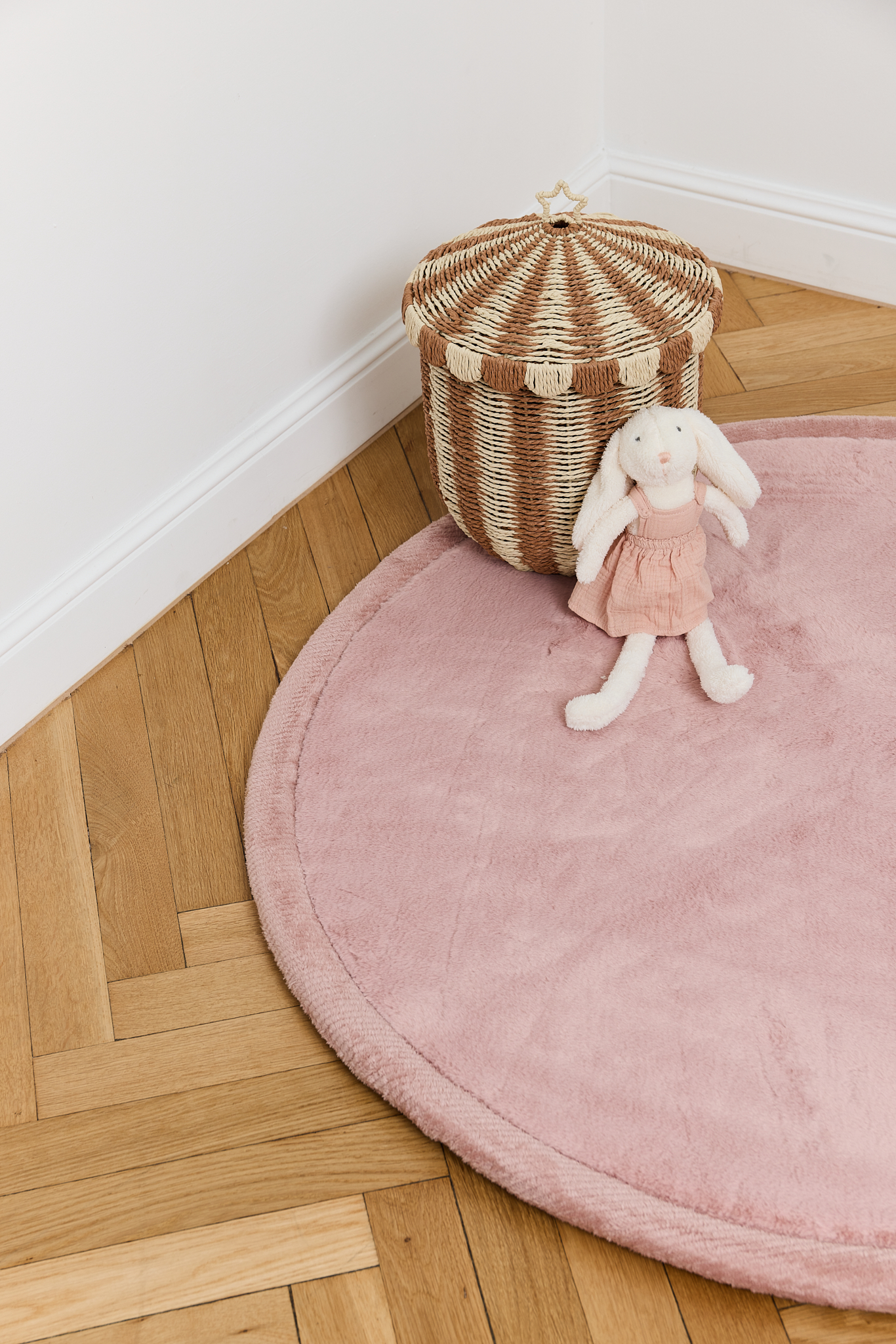 Tapis Enfant Fluffin Rond Rose