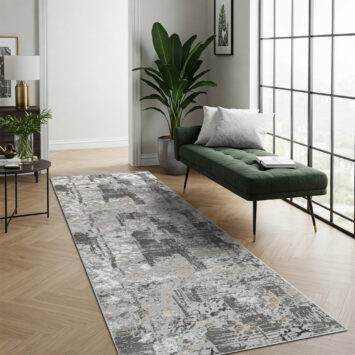 Tapis de Couloir Crystal Gris Foncé Beige Abstrait