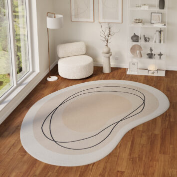Tapis Wisp À Forme Irrégulière Beige Lignes