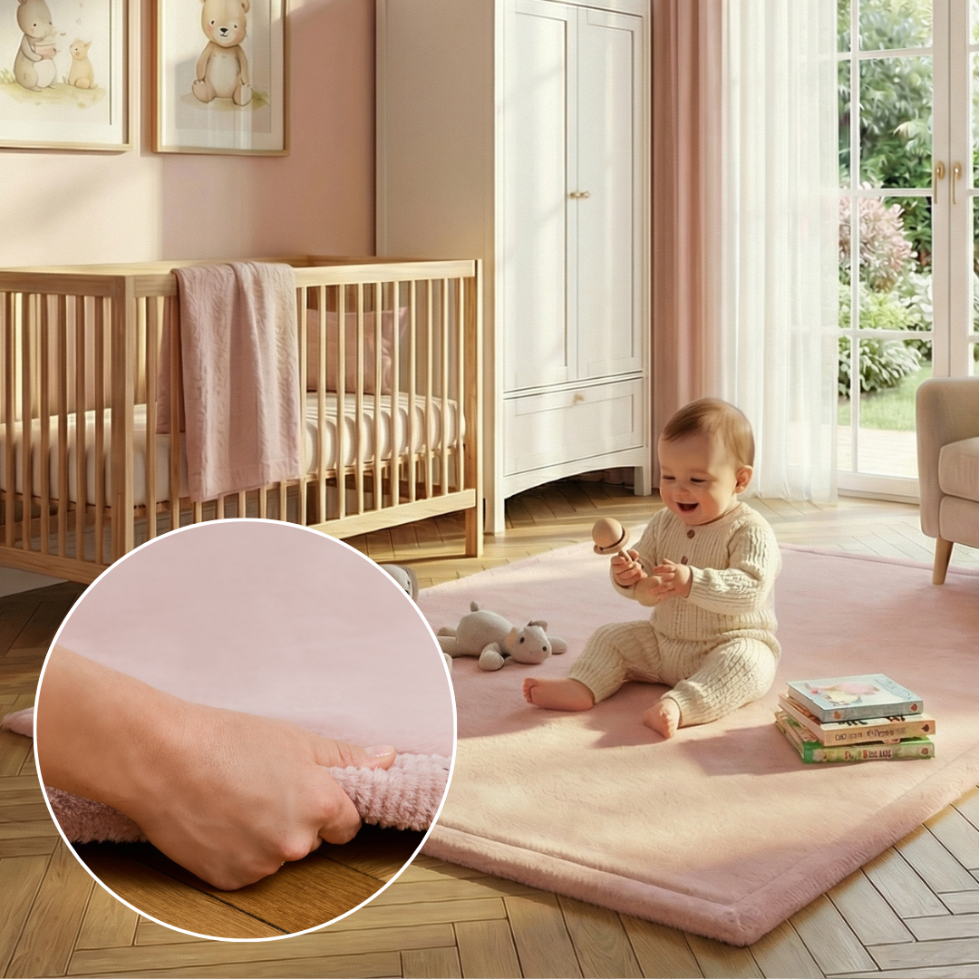 Tapis Enfant Fluffin Carré Rose