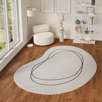 Tapis Wisp À Forme Irrégulière Blanc Lignes