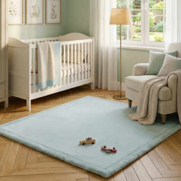 Tapis Enfant Fluffin Carré Bleu