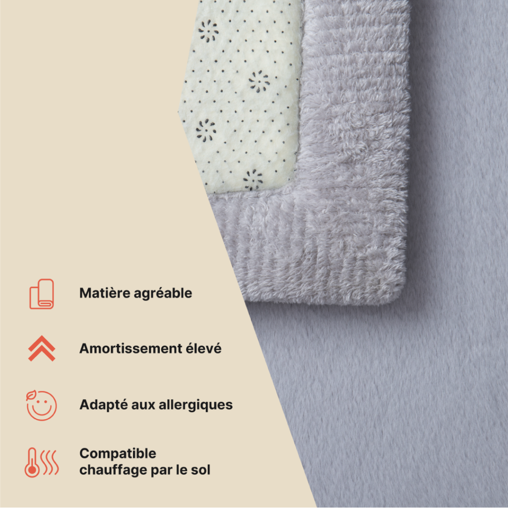Tapis Enfant Fluffin Carré Gris Clair