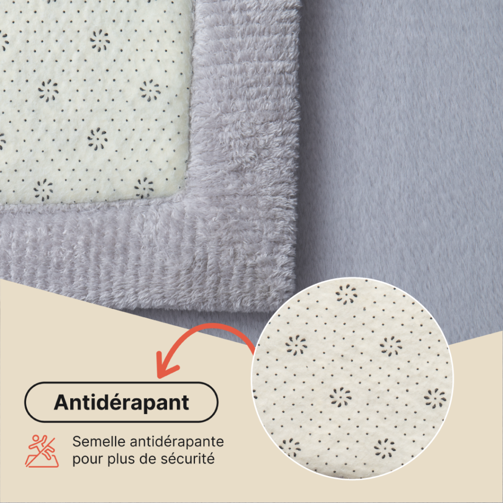 Tapis Enfant Fluffin Carré Gris Clair