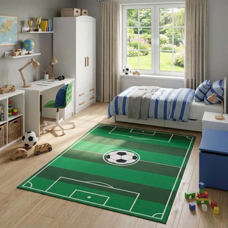 Tapis Enfant Snooki Terrain de Football Vert Antidérapant