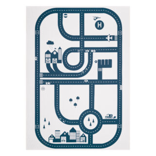 Tapis Enfant Snooki Ville Gris Bleu Marine Antidérapant