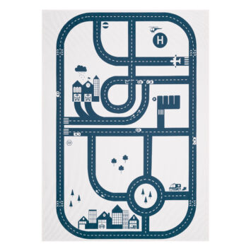 Tapis Enfant Snooki Ville Gris Bleu Marine Antidérapant
