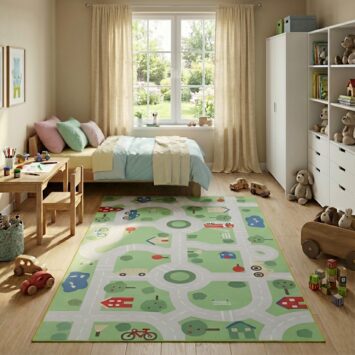 Tapis Enfant Snooki Ville Vert Antidérapant