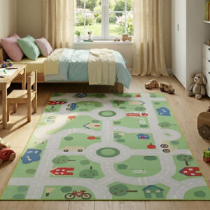 Tapis Enfant Snooki Ville Vert Antidérapant