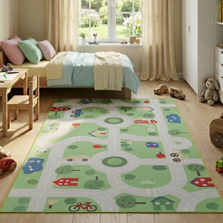Tapis Enfant Snooki Ville Vert Antidérapant