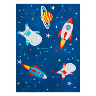 Tapis Enfant Snooki Fusées Bleu Marine Antidérapant