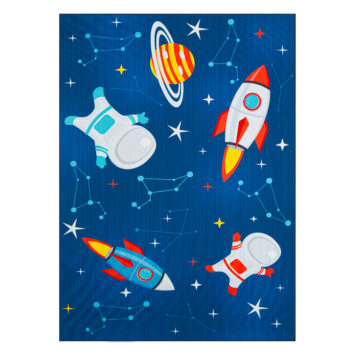 Tapis Enfant Snooki Fusées Bleu Marine Antidérapant