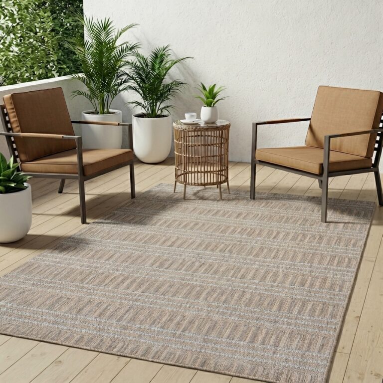 Tapis Melissa Marron Lignes Intérieur Extérieur