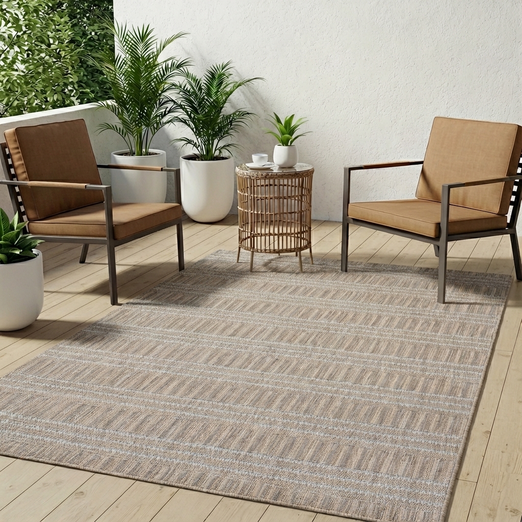 Tapis Melissa Marron Lignes Intérieur Extérieur