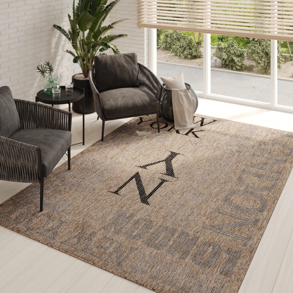 Tapis Melissa Marron Noir Villes Intérieur Extérieur