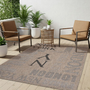 Tapis Melissa Marron Noir Villes Intérieur Extérieur