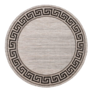 Tapis Melissa Rond Gris Noir ZigZag Intérieur Extérieur