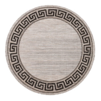 Tapis Melissa Rond Gris Noir ZigZag Intérieur Extérieur