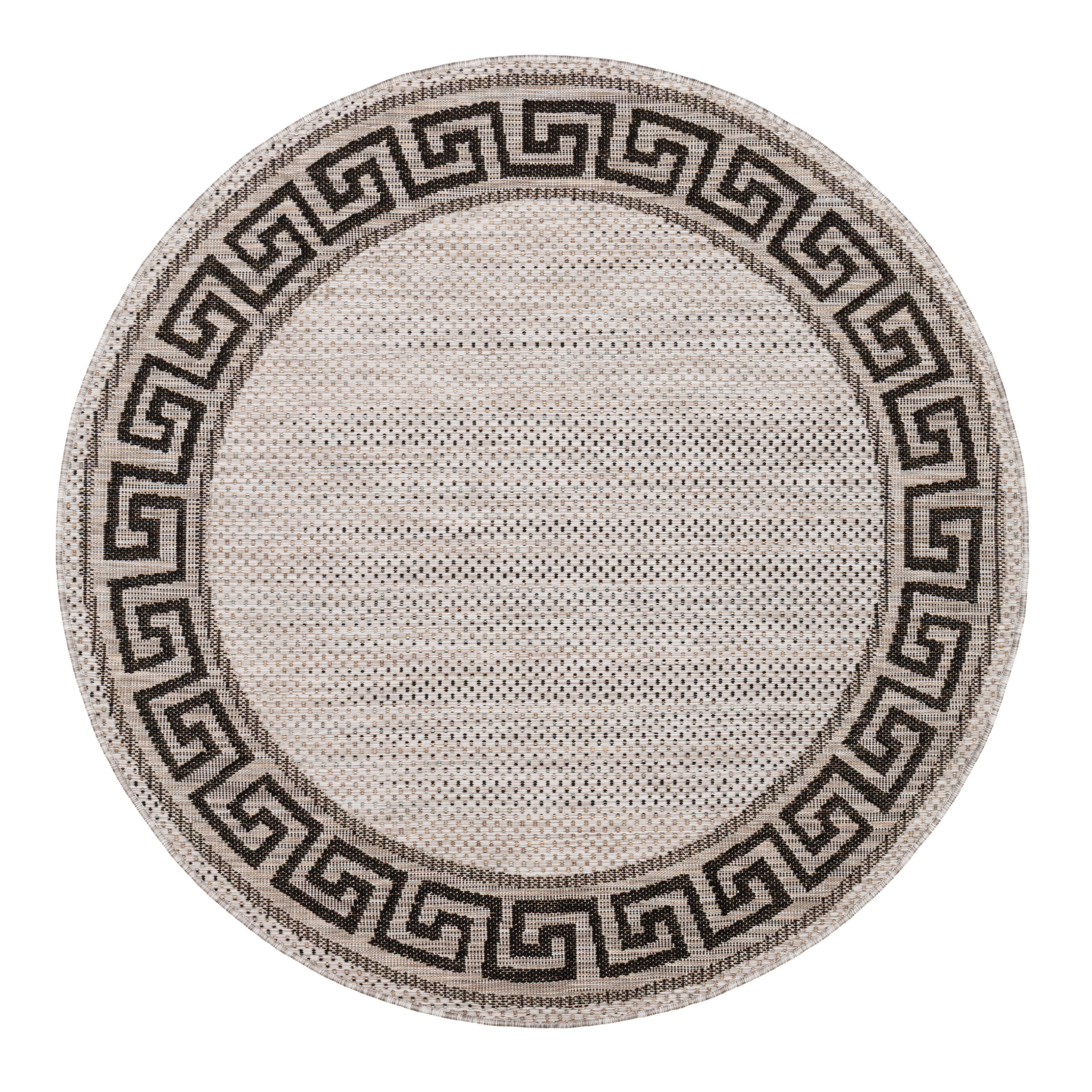 Tapis Melissa Rond Gris Noir ZigZag Intérieur Extérieur