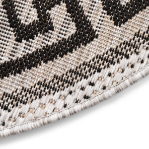 Tapis Melissa Rond Gris Noir ZigZag Intérieur Extérieur