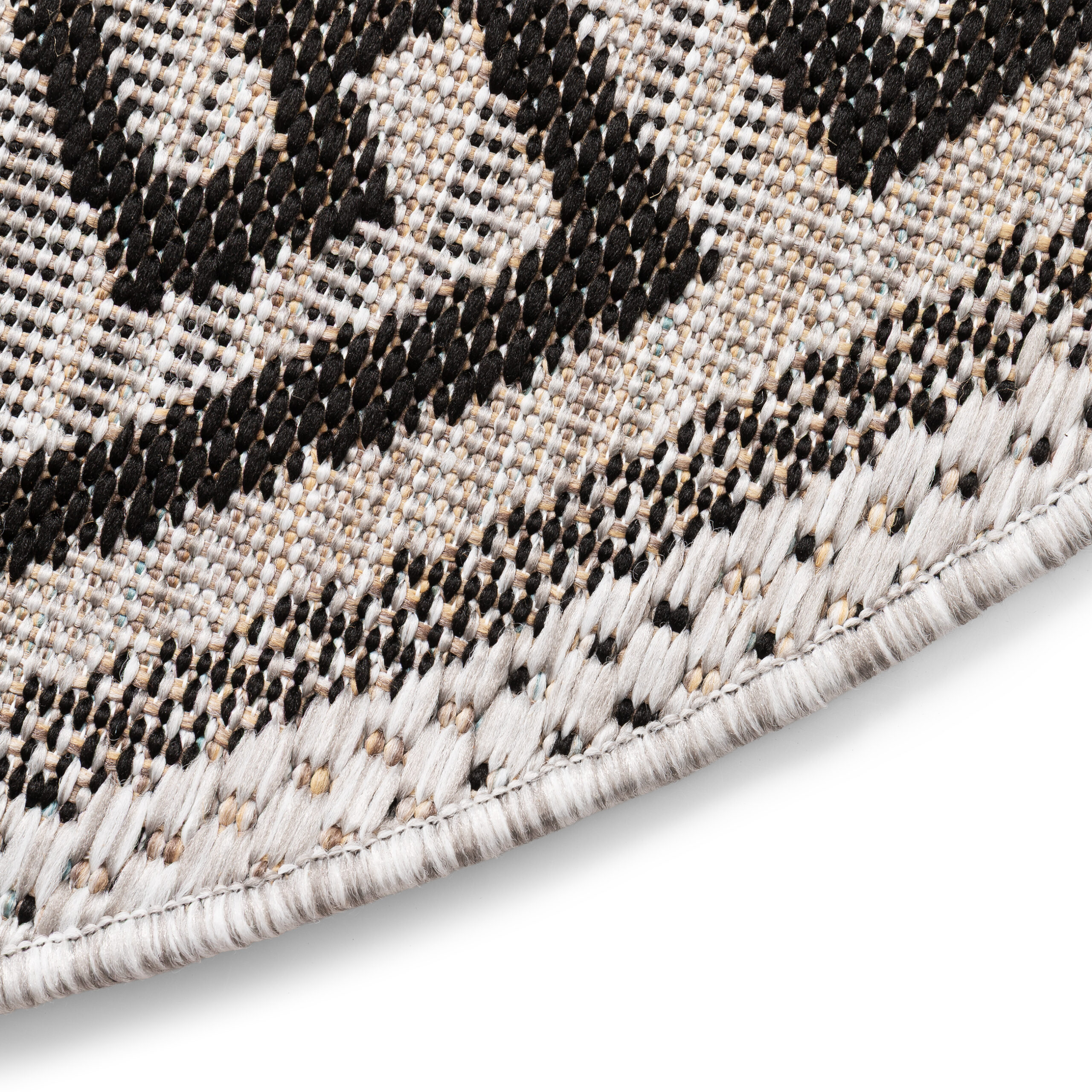 Tapis Melissa Rond Gris Noir ZigZag Intérieur Extérieur