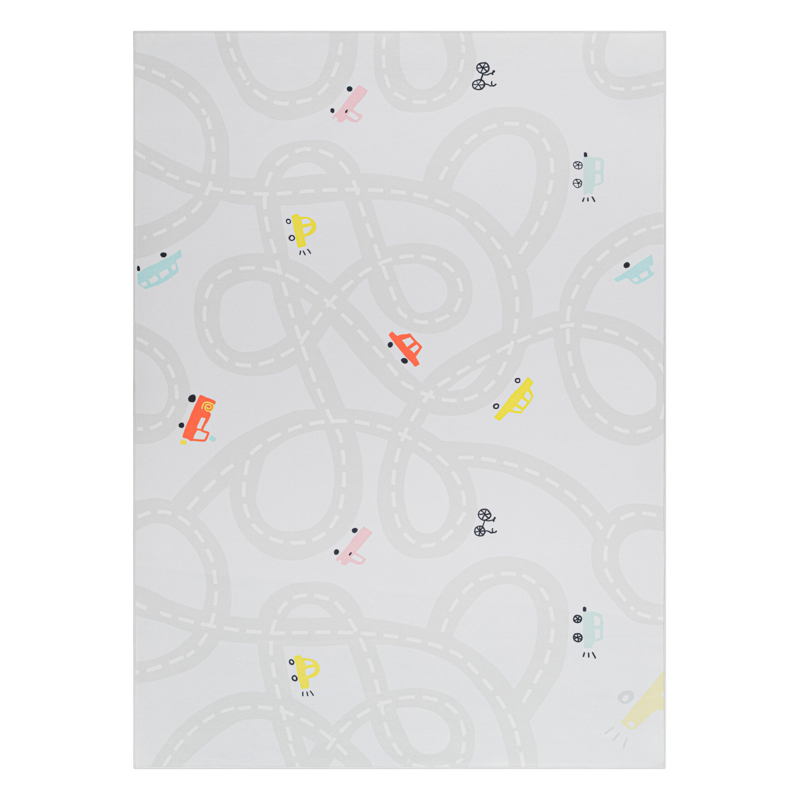 Tapis Enfant Snooki Routes Pastel Beige Antidérapant