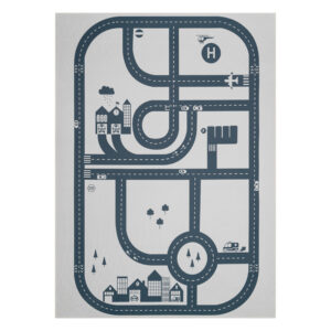 Tapis Enfant Snooki Ville Gris Bleu Marine Antidérapant