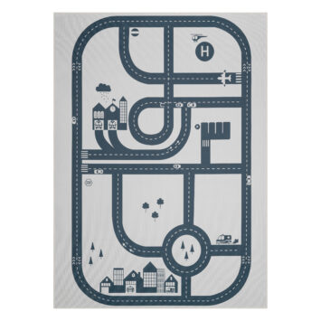 Tapis Enfant Snooki Ville Gris Bleu Marine Antidérapant