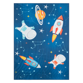 Tapis Enfant Snooki Fusées Bleu Marine Antidérapant